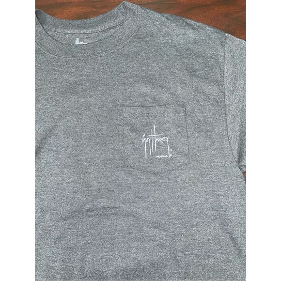 Guy Harvey Mens Dark Grey Pocket Tee- Short Sleeve - Picture 2 of 6